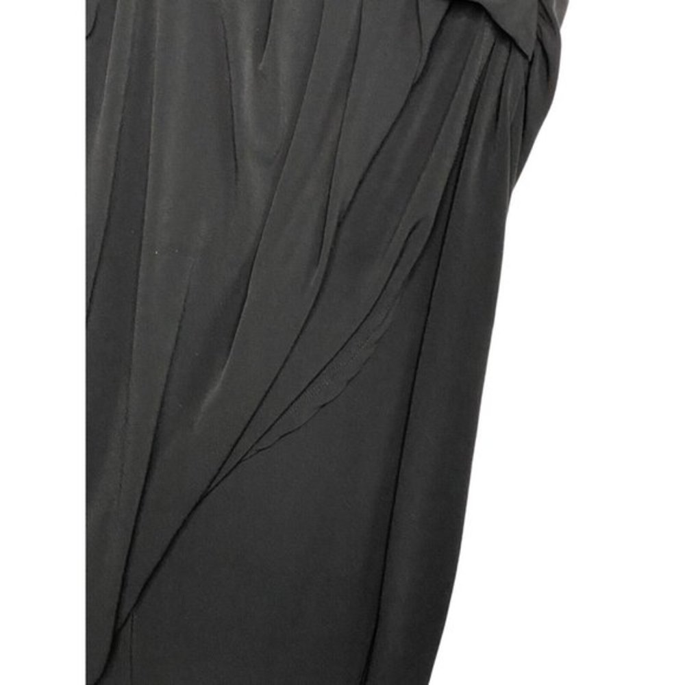 Covington Faux Wrap Dress Shiny Black Embellishment Little Black Cocktail Medium - Picture 4 of 9